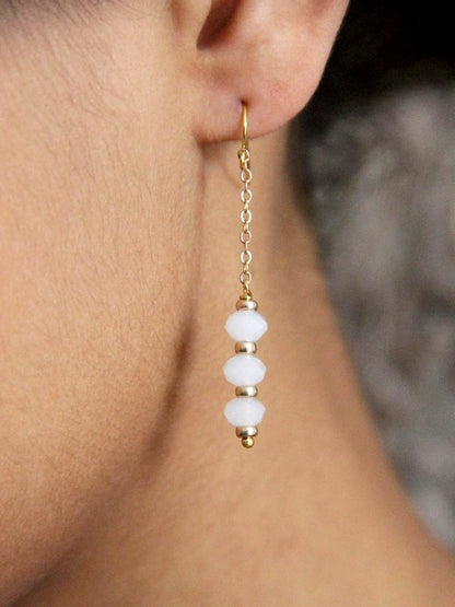 Boucles d'oreilles Maéline en GOLD FILLED et cristal blanc opal