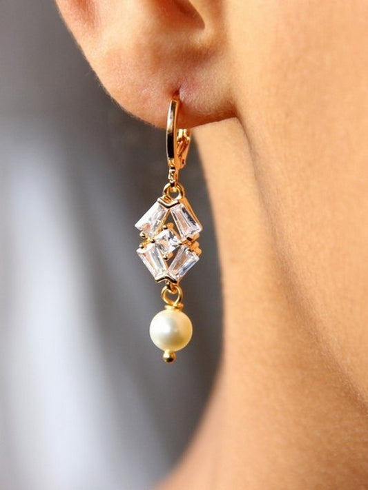 Boucles d'oreilles mariage Adrian, bijoux mariage art déco