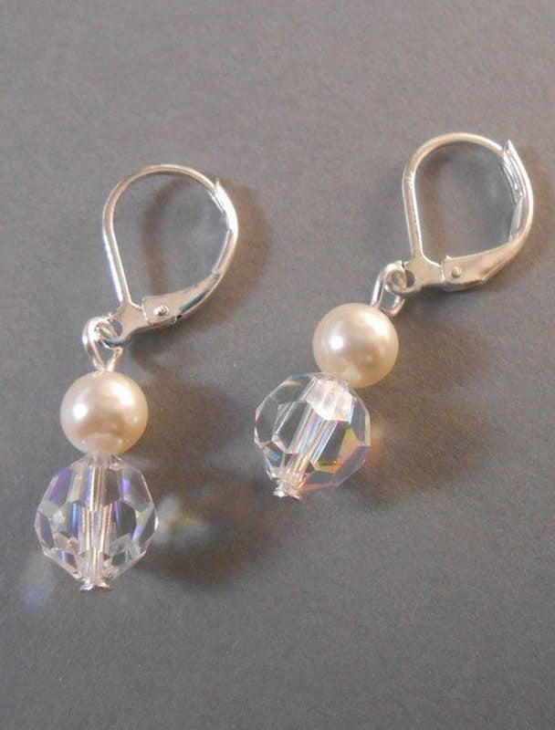 Abeline boucles d'oreilles mariées perles et cristaux
