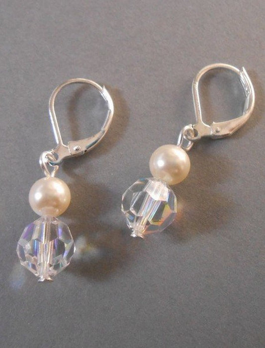 Abeline boucles d'oreilles mariées perles et cristaux