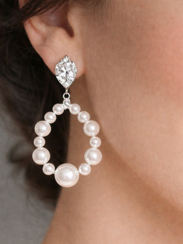 Boucles d'oreilles mariage créoles perles Orée