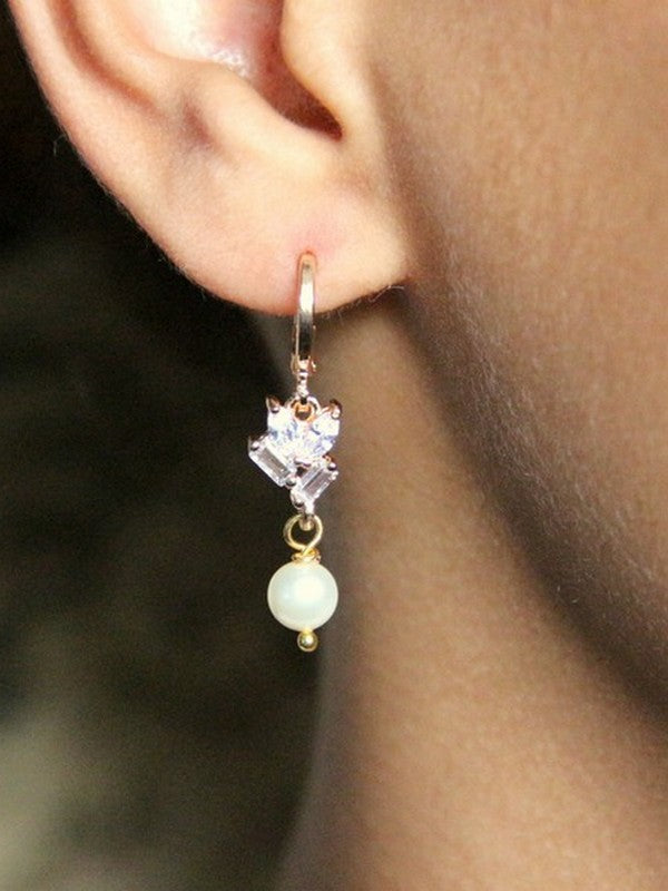 Boucles d'oreilles mariage Pacôme strass baguettes et perles