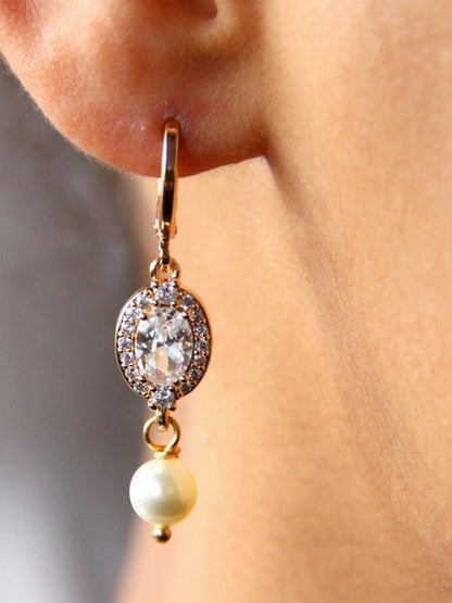 Boucles d'oreilles mariage Piotr ovales dorées