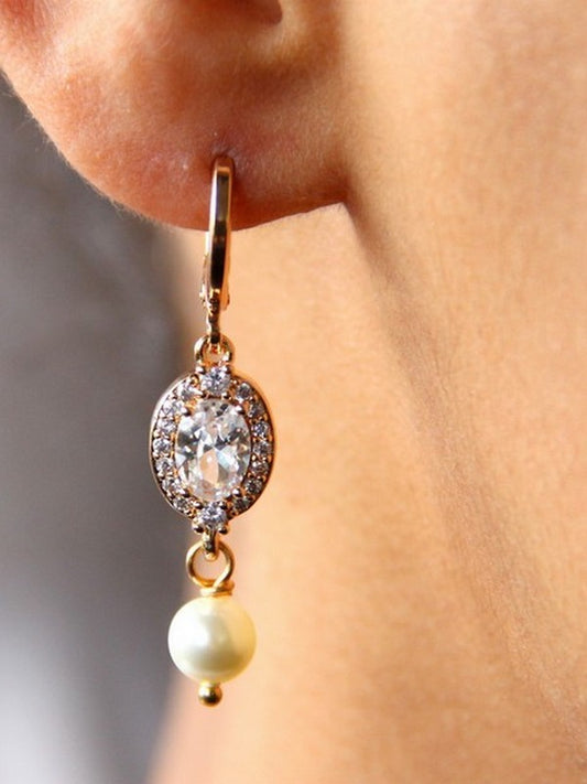 Boucles d'oreilles mariage Piotr ovales dorées