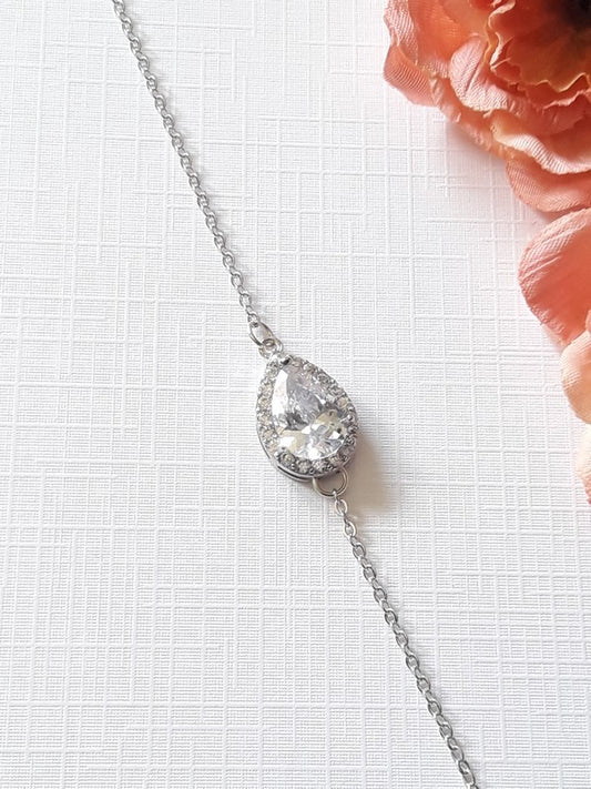Bracelet bijou de mariage goutte en zirconium Dorisse