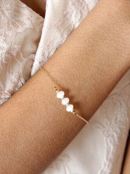 Bracelet de mariée Maeline en gold filled et cristal blanc opal
