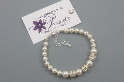 Bracelet Ophélia de mariage perles et cristal strass