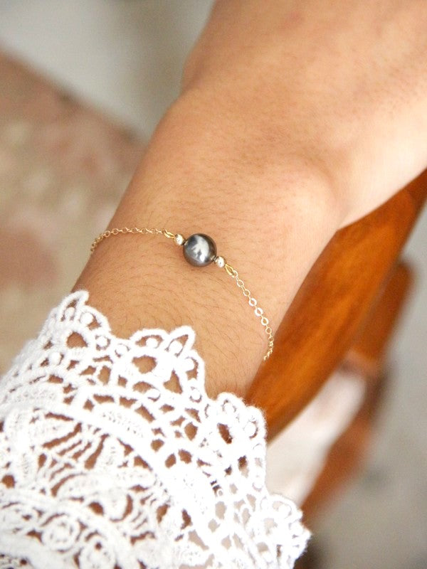 Noa bracelet de mariage perle de culture grise
