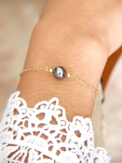 Noa bracelet de mariage perle de culture grise