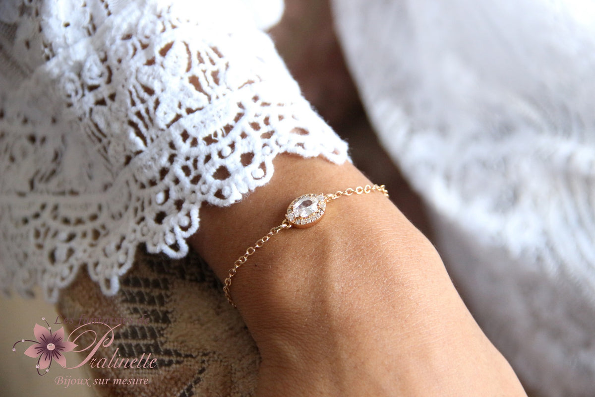Piotr bijou mariage bracelet zirconium ovale