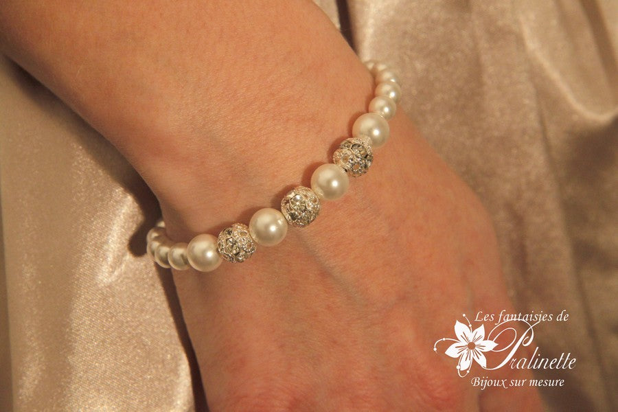 Bracelet Ophélia de mariage perles et cristal strass