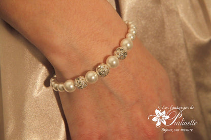 Bracelet Ophélia de mariage perles et cristal strass