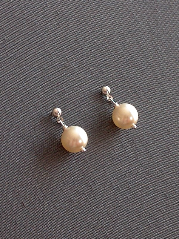 Boucles d'oreilles mariage clous puces perles Anita - Stany