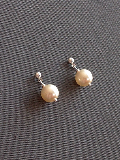 Boucles d'oreilles mariage clous puces perles Anita - Stany