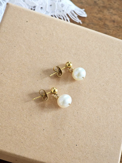 Boucles d'oreilles mariage clous puces perles Anita - Stany