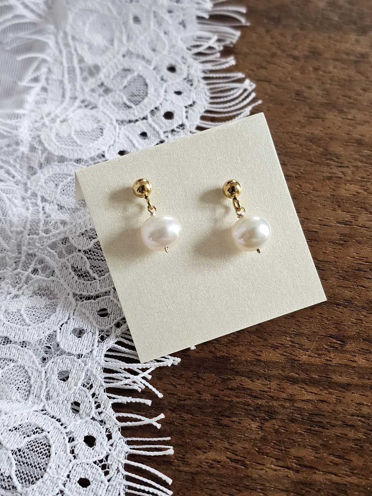 Boucles d'oreilles mariage clous puces perles Anita - Stany
