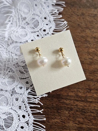 Boucles d'oreilles mariage clous puces perles Anita - Stany
