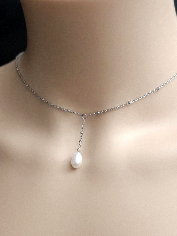 Bijou de mariage collier de dos fleur de nacre - Prêt à porter