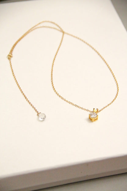 Collier de mariage solitaire et bijou de dos cristal Naila