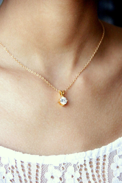 Collier de mariage solitaire et bijou de dos cristal Naila
