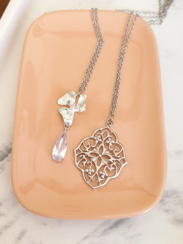 Bijoux mariage collier de dos estampe et zirconium - Prêt à porter CD78