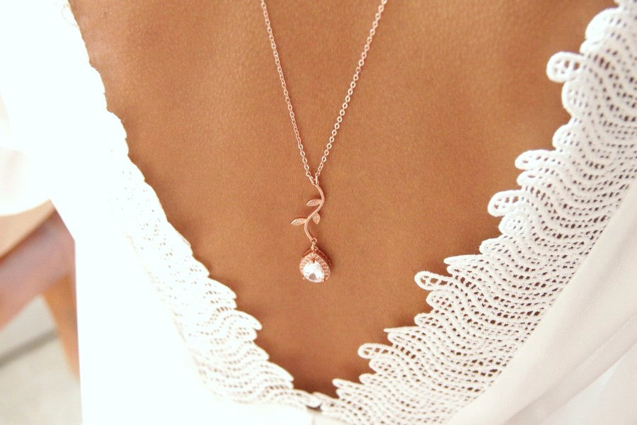 Cédia collier mariage sautoir de dos rose gold