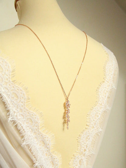 Collier de dos mariage Naelle rose gold