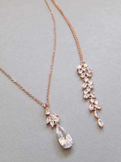 Collier de dos mariage Naelle rose gold