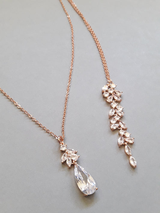 Collier de dos mariage Naelle rose gold
