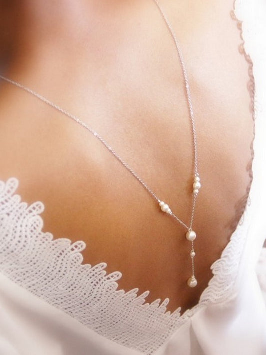 Collier mariage de dos perlé ivoire Exil