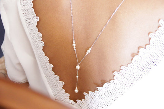 Collier mariage de dos perlé ivoire Exil