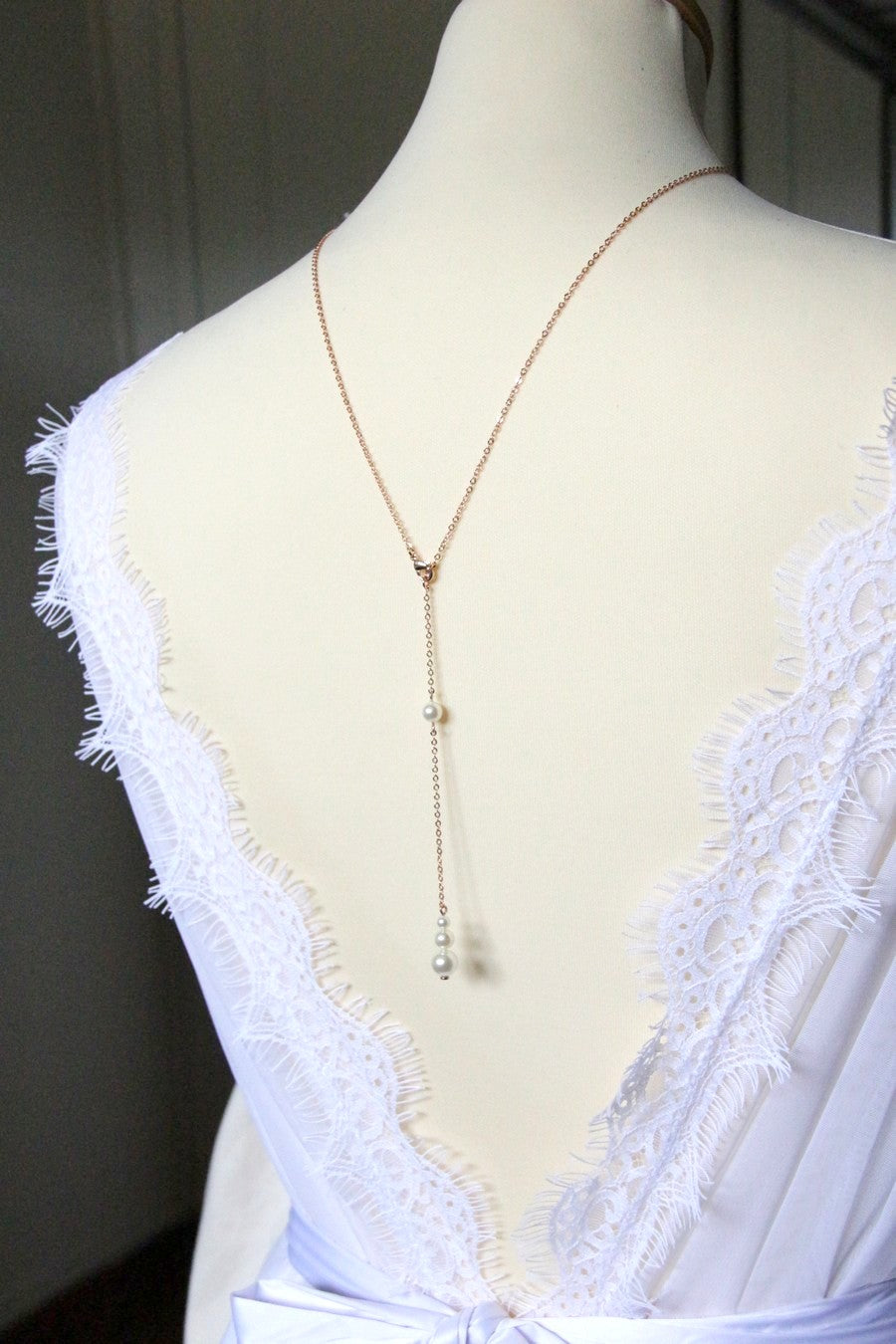 Bijou mariage de dos amovible et collier de mariée rose gold filled