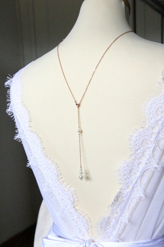 Bijou mariage de dos amovible et collier de mariée rose gold filled