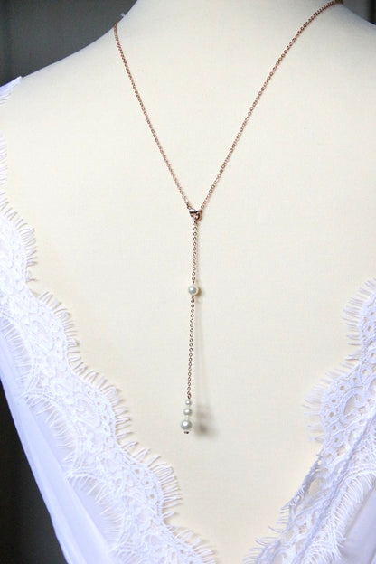 Bijou mariage de dos amovible et collier de mariée rose gold filled
