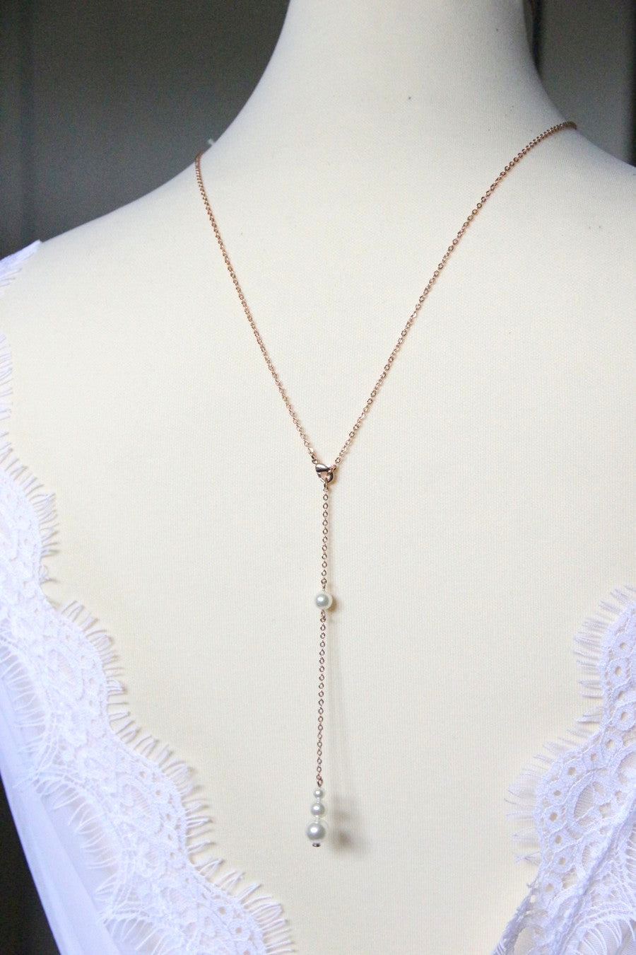 Bijou mariage de dos amovible et collier de mariée rose gold filled
