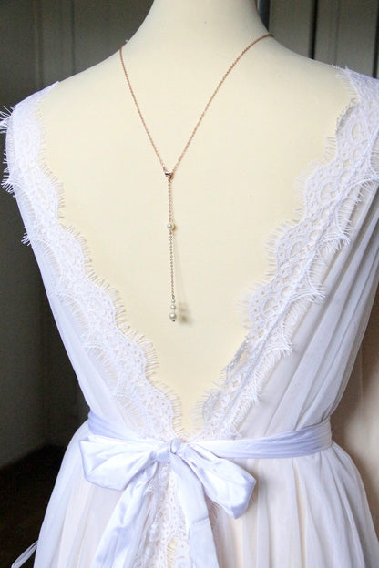 Bijou mariage de dos amovible et collier de mariée rose gold filled