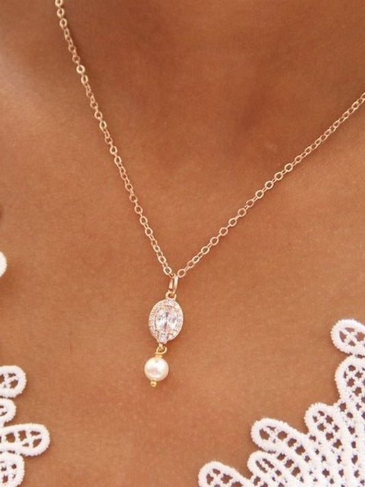 Collier de mariage Piotr pendentif ovale et perle