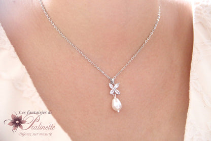 Collier de mariage Icône bélière étoilée et goutte perle