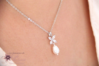 Collier de mariage Icône bélière étoilée et goutte perle