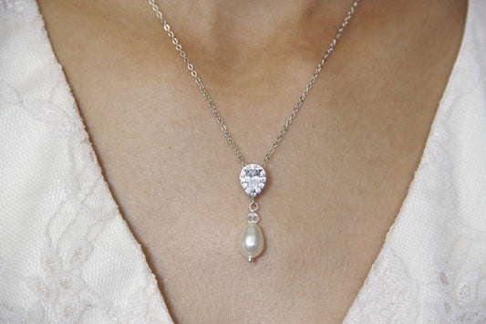 Enata collier de mariage perles et strass style rétro vintage