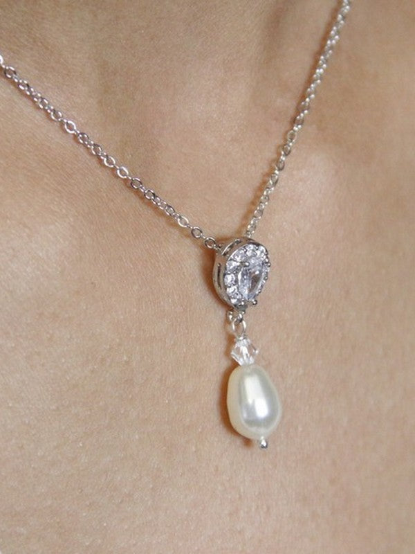 Enata collier de mariage perles et strass style rétro vintage