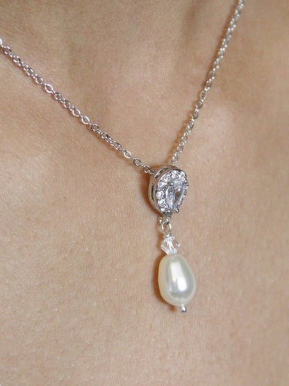 Enata collier de mariage perles et strass style rétro vintage