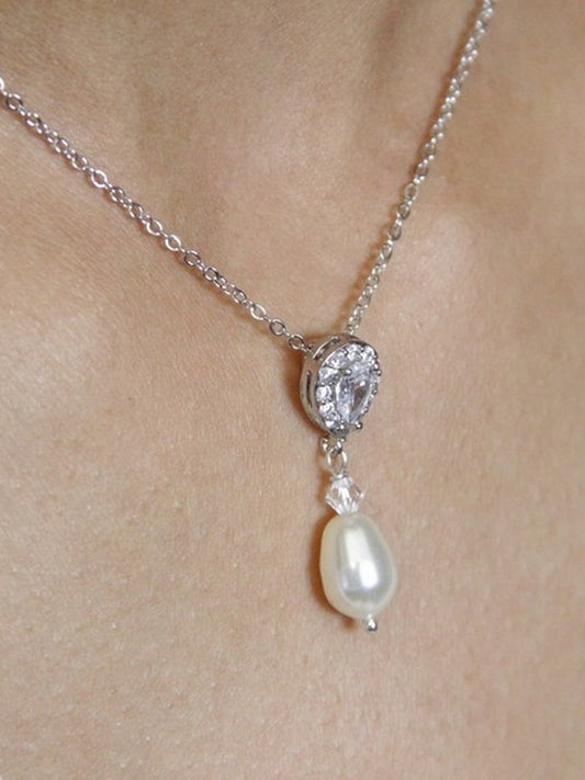 Enata collier de mariage perles et strass style rétro vintage