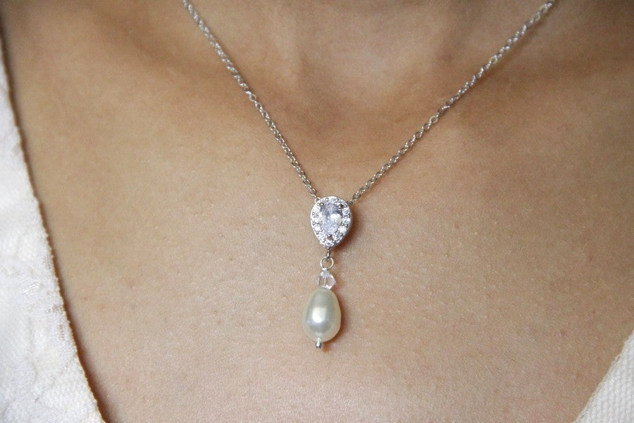 Enata collier de mariage perles et strass style rétro vintage