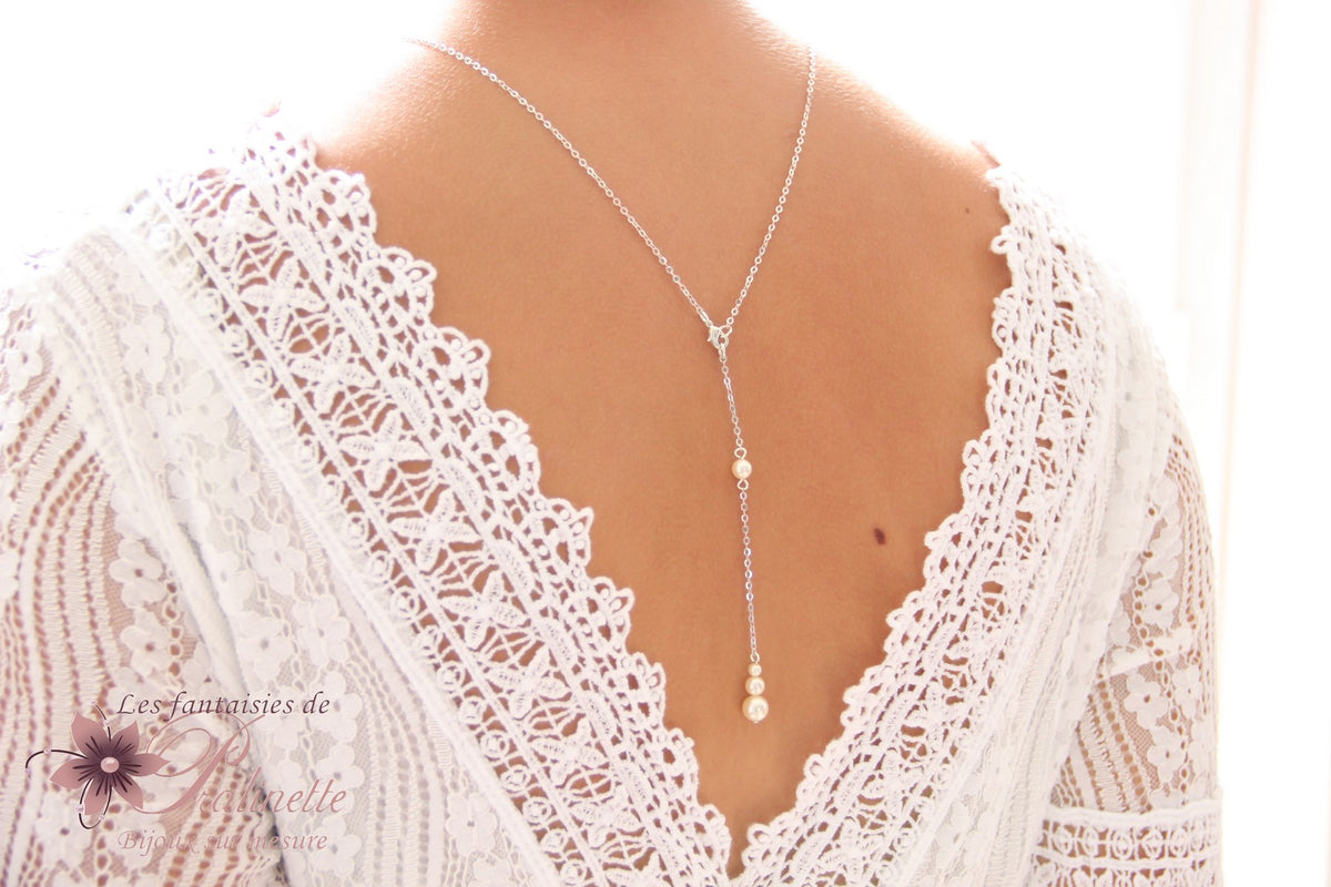 Sylvan collier de mariage de dos pendentif amovible, trio de perles