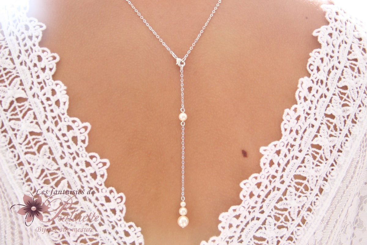 Sylvan collier de mariage de dos pendentif amovible, trio de perles