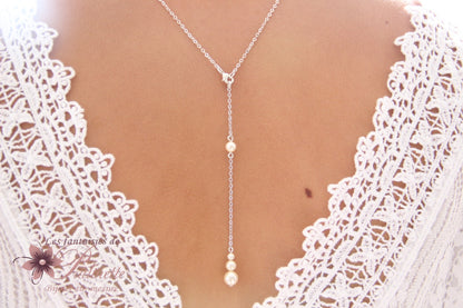 Sylvan collier de mariage de dos pendentif amovible, trio de perles