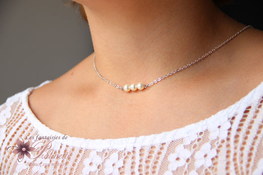 Sylvan collier de mariage de dos pendentif amovible, trio de perles