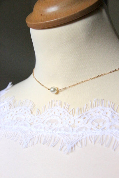 Collier de dos mariage plaqué-or gold filled et perles de culture