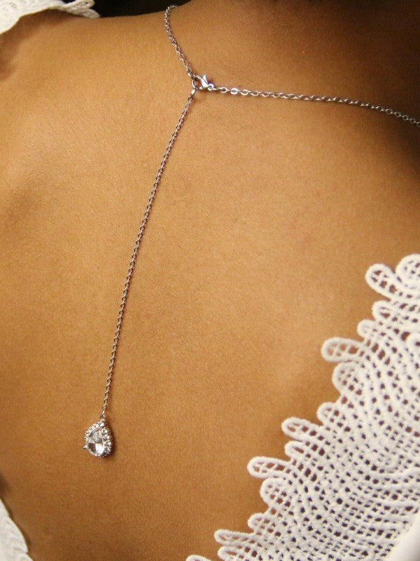 Pendentif mariage goutte baroque de dos rhodiée Belinda